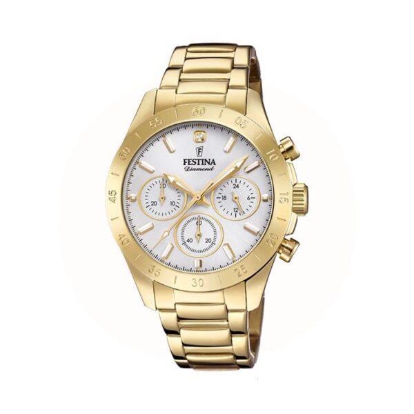 Festina – Diamant Dameur i Guldfarvet Stål 20400 1