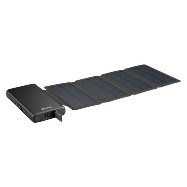 Sandberg 25000 mAh Powerbank med Solcelle, Sort