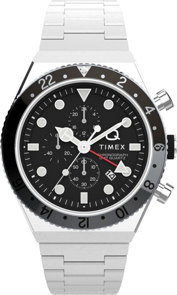 Herre Q Chrono 3 Tidszone 40mm Sort Urarmbånd